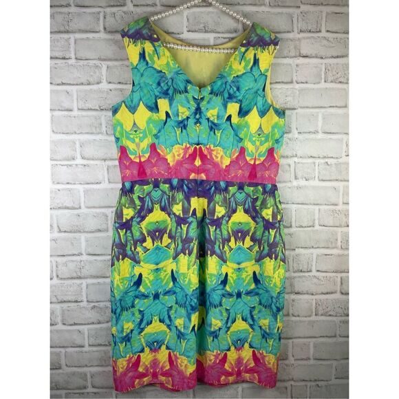 Muse Sleeveless Floral Dress Rainbow Colors Size 12 - Picture 3 of 8